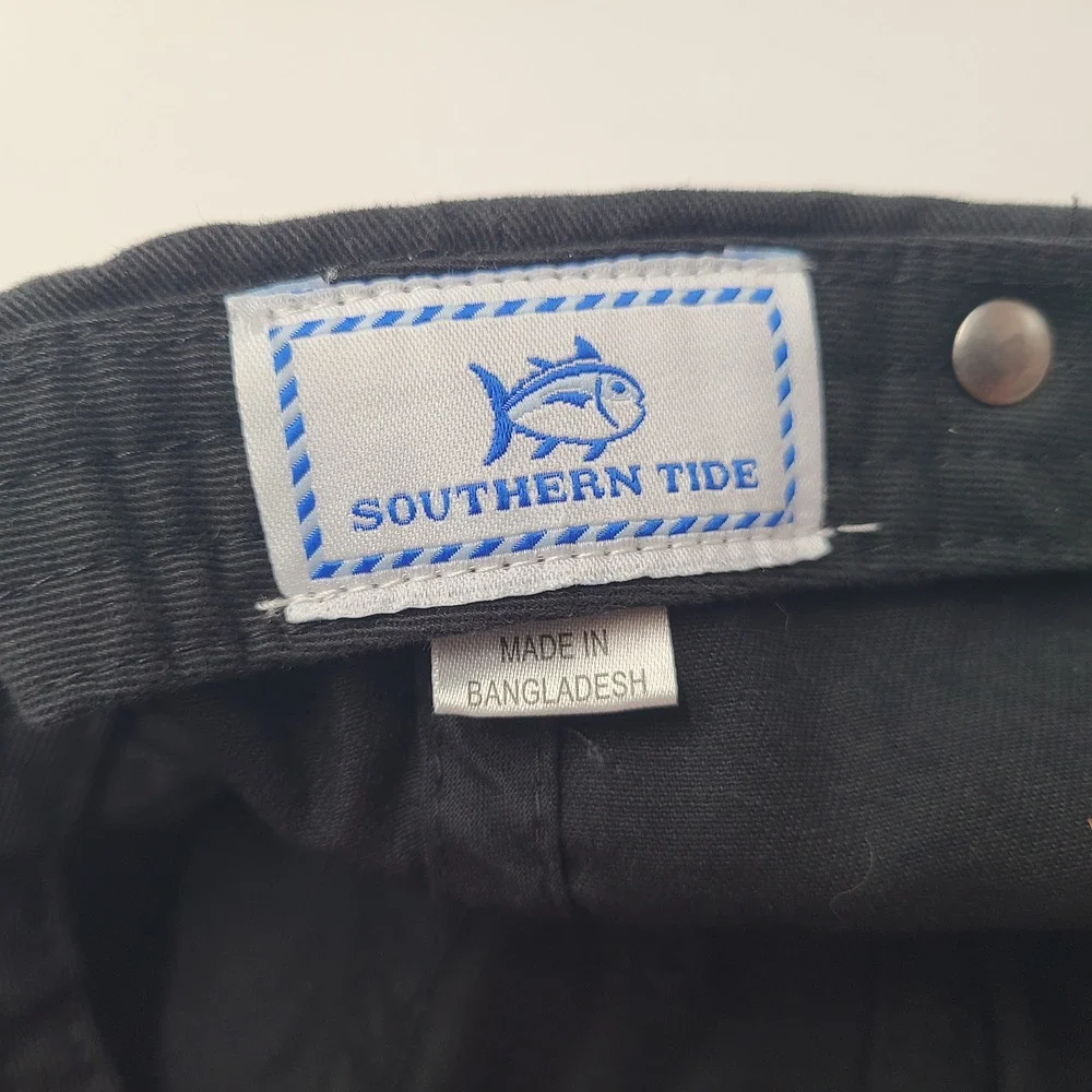 Southern Tide Hat Strapback (Fits Small) Black Blue Skipjack Tuna Logo Fish Men